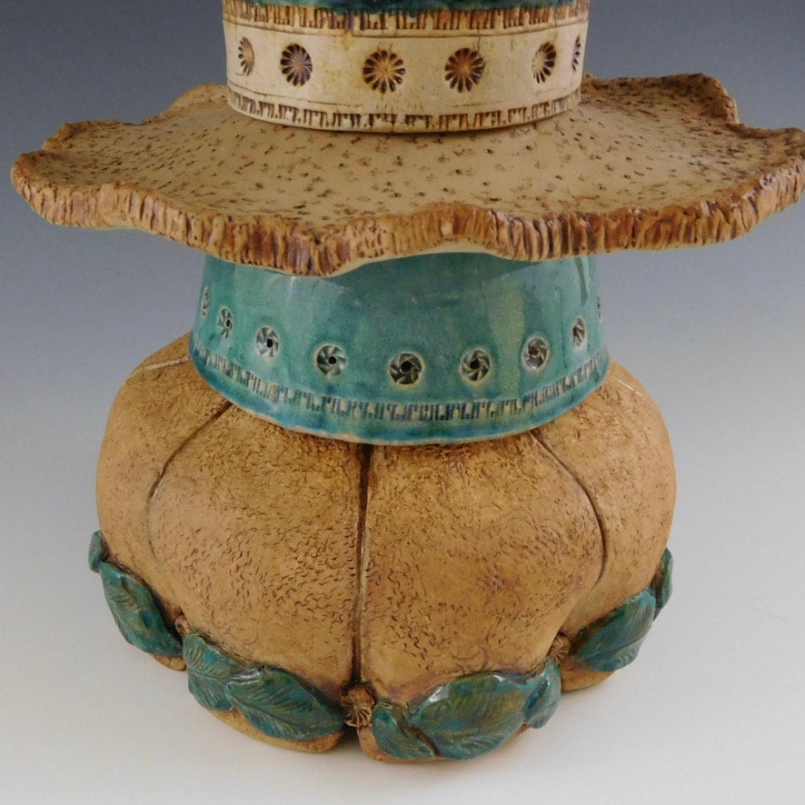 Ceramic Snowy Fox Ceramic Garden Totem | Kathryn Boylston Art